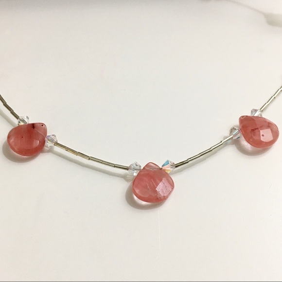 Cherry Quartz Pendants Sterling Silver Necklace - Picture 3 of 7